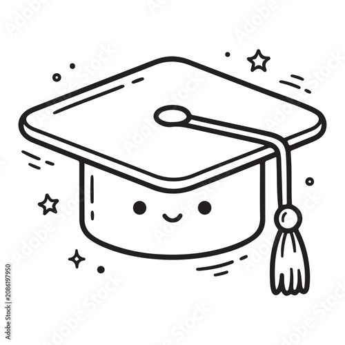 Graduation Cap with Smiling Face.