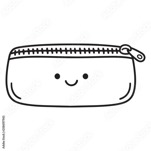 Smiling Cartoon Pencil Case Illustration.