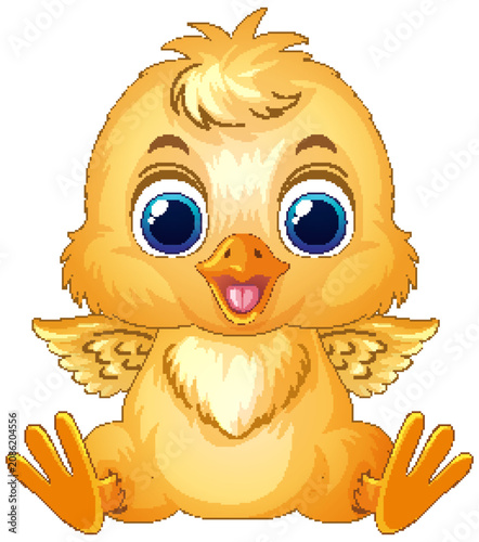 Cute Yellow Baby Chick Cartoon Illustration Isolated on White Background
