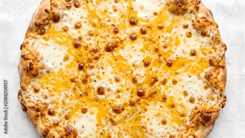 Freshly baked homemade cheese pizza with golden melted mozzarella and cheddar.