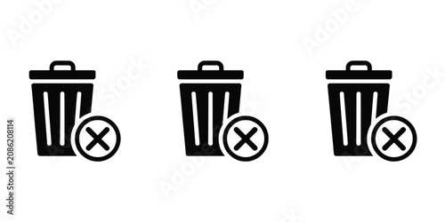 Bild auf Leinwand Trash delete icon set with garbage bin and remove symbols vector