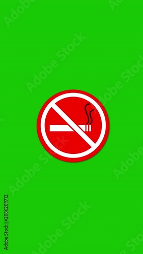 No Smoking Prohibition Sign Animation Green Screen 4K Resolution
