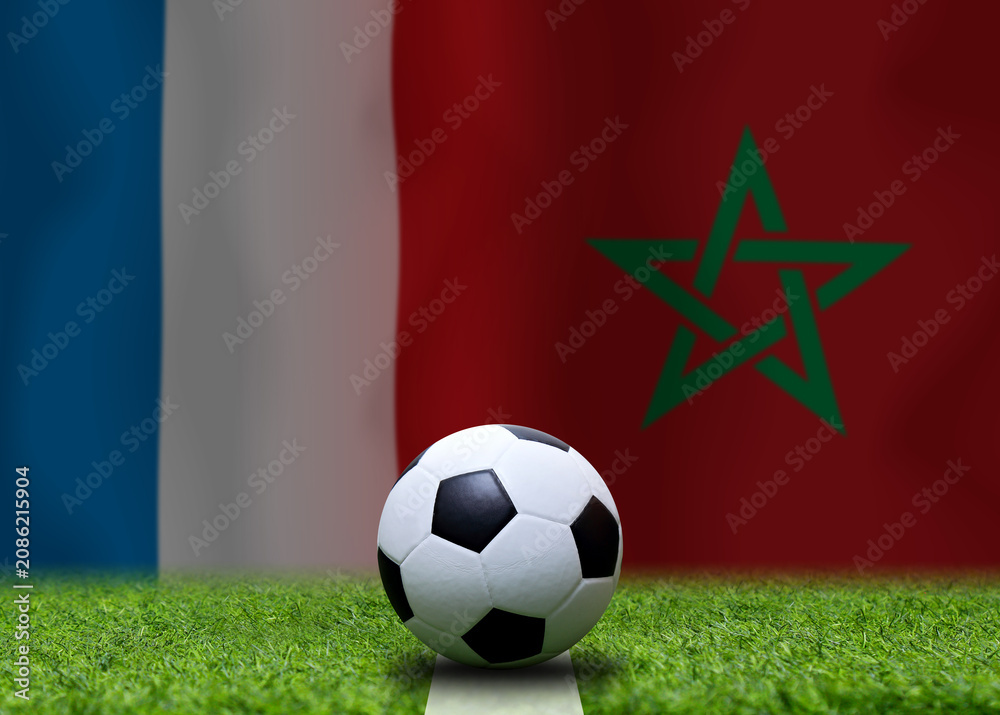 Fototapeta premium Football Cup competition between the national France and national Morocco.