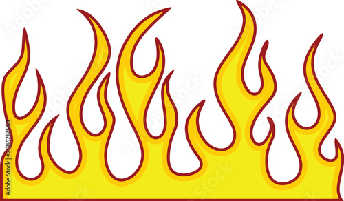 Foto Flames rise in intense orange and yellow hues from bottom edge