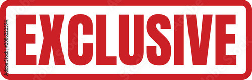 Foto Red rectangular stamp showing the word exclusive printed in bold block capital l