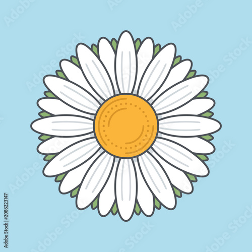 A simple flower illustration on a blue background