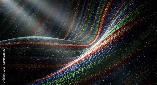 Vibrant multicolored abstract light trails on dark background with streaks