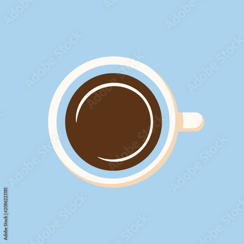 Minimalist illustration of a cup of black coffee from above
