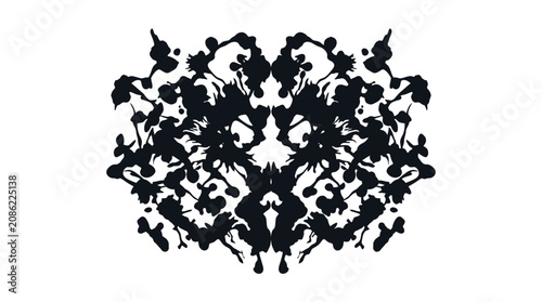 Abstract Ink Blot Symmetry on White Background