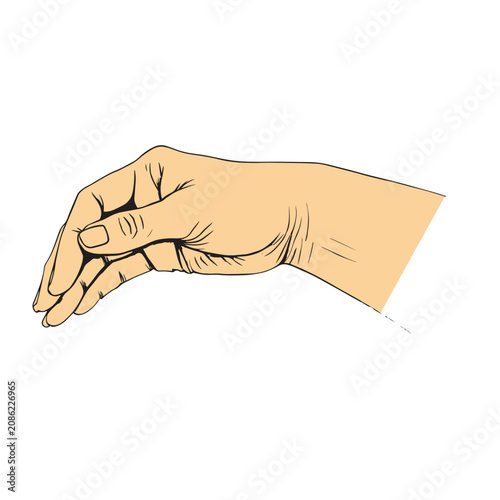 Hand Reaching Downward or Picking Up Vector Illustration Isolated on White Background for Dropping Holding Sprinkling or Taking Concept