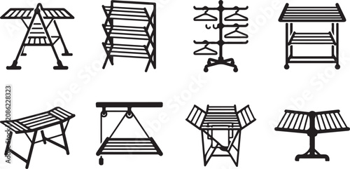 Eight types of wooden folding furniture designs Vector