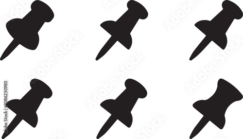 Obraz na plátně Black push pins arranged in a grid pattern Vector