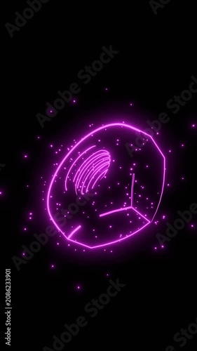 3D nut model. Isometric thin line style. Technology concept. Neon glowing.