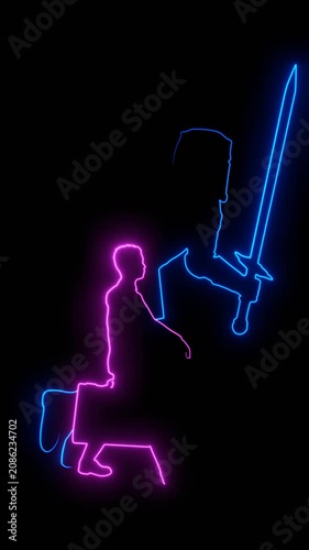 Confident businessman dreams of becoming a warrior. Handsome young man with briefcase casting knight shadow. Motivational and personal development, internal struggle and the fight for self-improvement