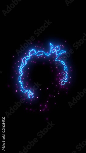 Vintage queen or princess head silhouette. Royal emblem. Neon glowing. Profile view cute girl portrait. Fashion branding.