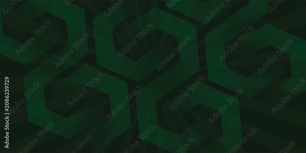 Fototapeta premium Abstract dark green background with glowing geometric lines.eps 10 illustration