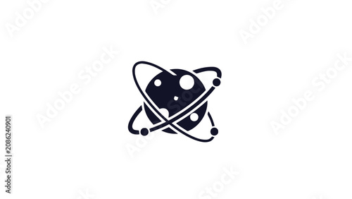 Simple Illustration of an Atom with Orbiting Electrons, Isolated.