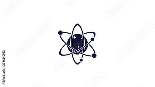 Simple Illustration of an Atom with Orbiting Electrons, Isolated.