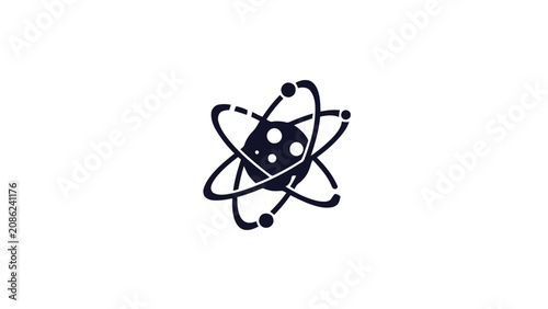 Simple Illustration of Atomic Structure with Orbiting Electrons.