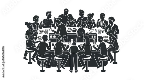 Group of People Eating Together at a Bar Counter