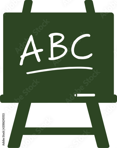 Green chalkboard on easel with abc chalk letters.