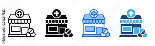 Картината върху платно Pharmacy icon set multiple style collection