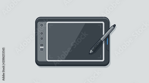Schilderij op canvas Digital graphic tablet with stylus for creative design work