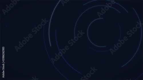 Modern professional blue abstract glowing arc rings continuously rotating and forming circles motion background