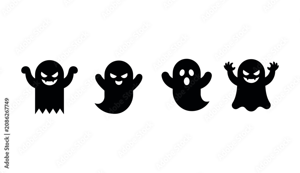 Fototapeta premium Halloween ghost silhouettes set