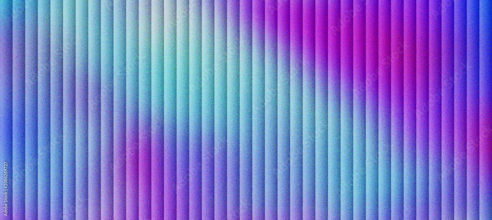 Fototapeta premium Holographic vertical stripes abstract background, iridescent purple and blue gradient texture with 3d ribbed lines, futuristic neon light pattern for modern web design and digital wallpaper.
