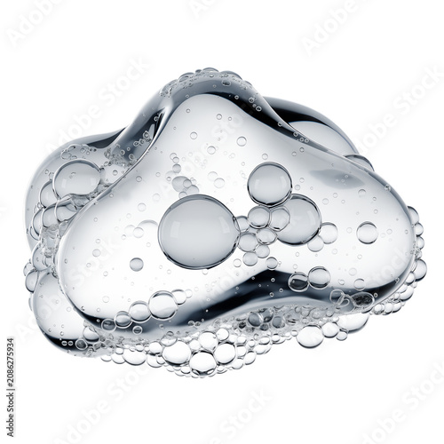 Transparent Glass Cloud with Water Bubbles 3D Illustration