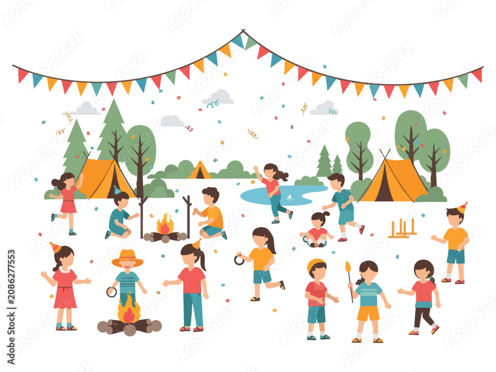 Fototapeta premium vector illustration of a party background, happy birthday