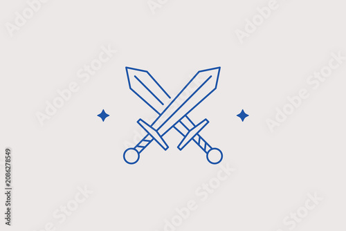 Εκτύπωση καμβά Crossed swords line icon for medieval history