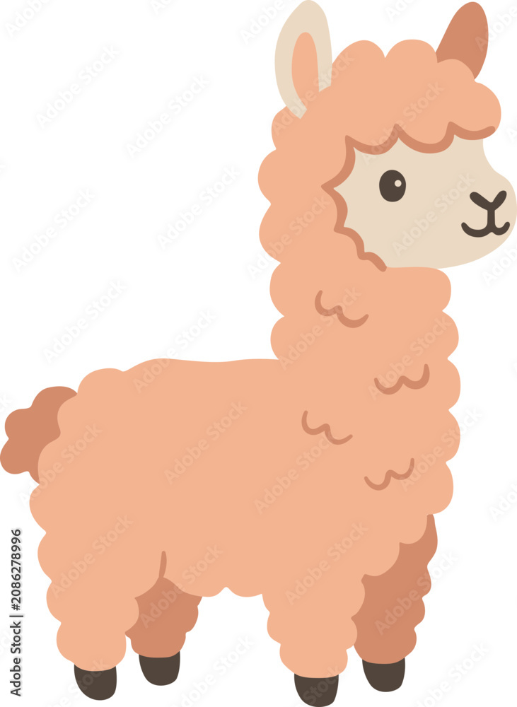 Fototapeta premium Cute Standing Muted Pastel Llama Illustration