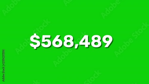 1 Million Dollar Counter Animation Green Screen 4K Resolution
