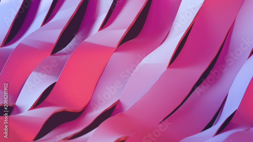 Abstract Flowing Pink Wavy Ribbons Background 3D Render