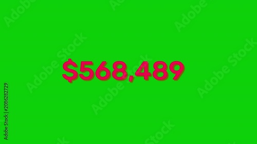 1 Million Dollar Counter Animation Green Screen 4K Resolution
