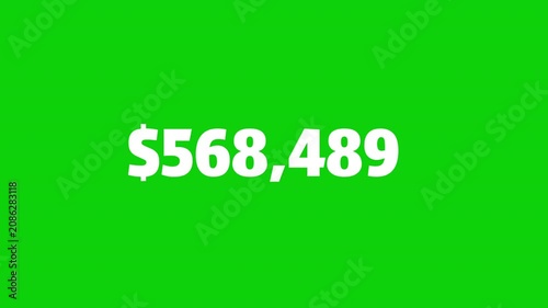 1 Million Dollar Counter Animation Green Screen 4K Resolution