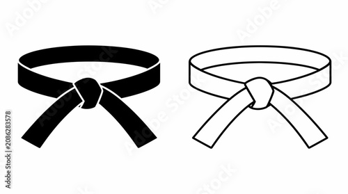 Martial arts black belt icon set, minimalist vector design