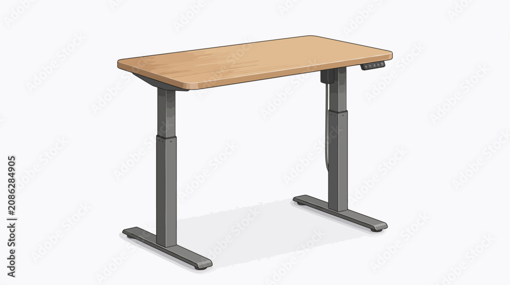 Fototapeta premium Modern sit-stand desk illustration showing adjustable height ergonomic office workstation