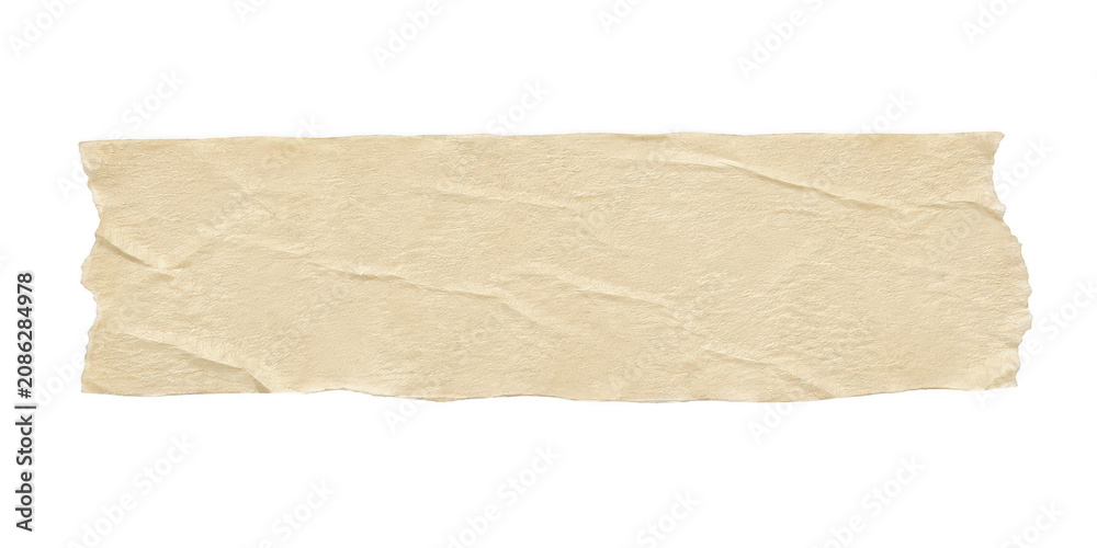 Fototapeta premium A strip of beige masking tape with a wrinkled texture isolated on transparent background