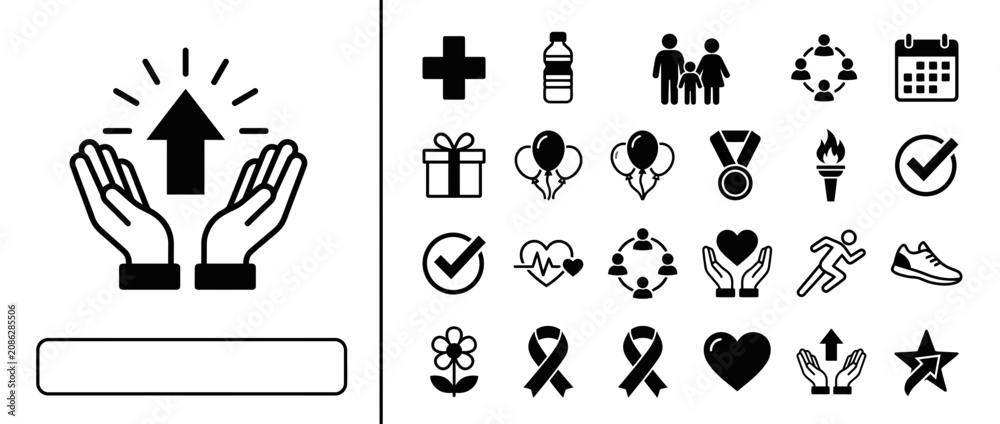 Obraz premium Charity and Social Support Icon Set