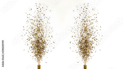 Elegant golden glitter spray isolated on transparent or white background. Luxury sparkling particle effect ideal for festive designs, holiday promotions, wedding invitations, premium branding,