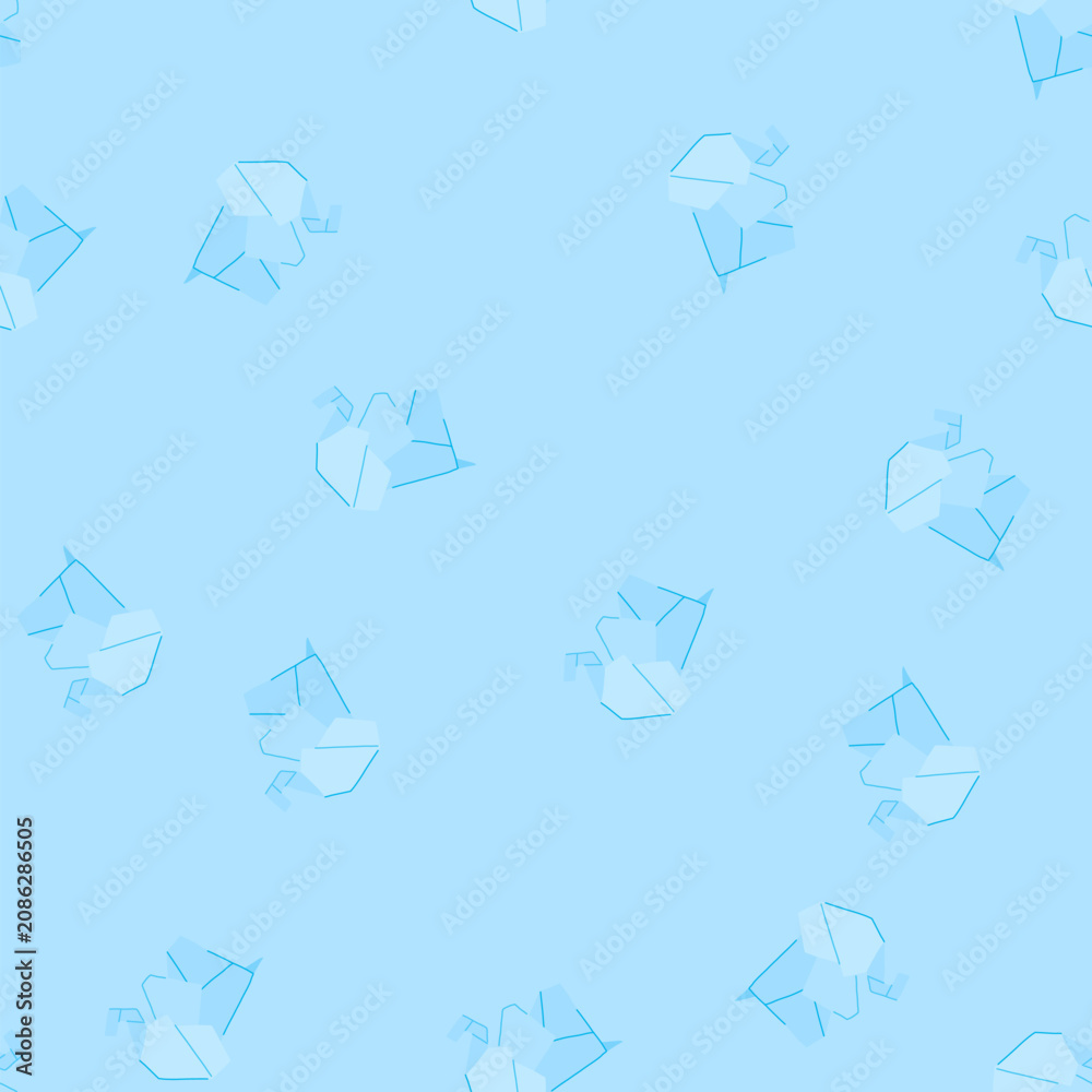 Fototapeta premium pattern rabbit origami animals cartoon. elephant swan, butterfly dog, fish horse rabbit origami animals sign. seamless vector illustration
