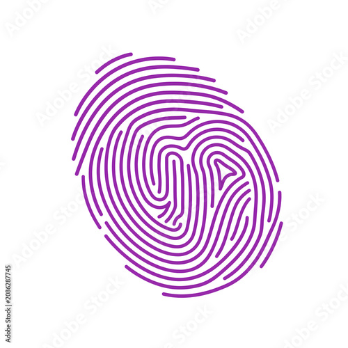 Purple fingerprint biometric scanner icon on transparent background