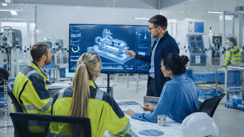 Manufacturing Operations Team Reviewing AI Digital Twin