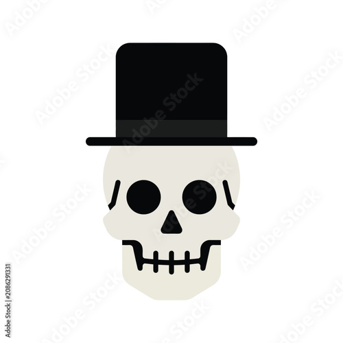 Φωτογραφία Stylized skull wearing a black top hat, a simple, graphic illustration, suitable