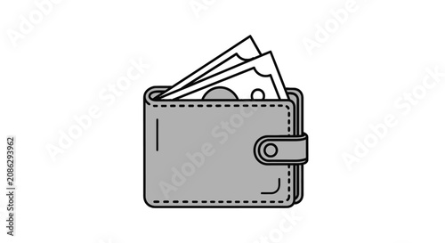 Fotografie Gray wallet containing paper currency banknotes