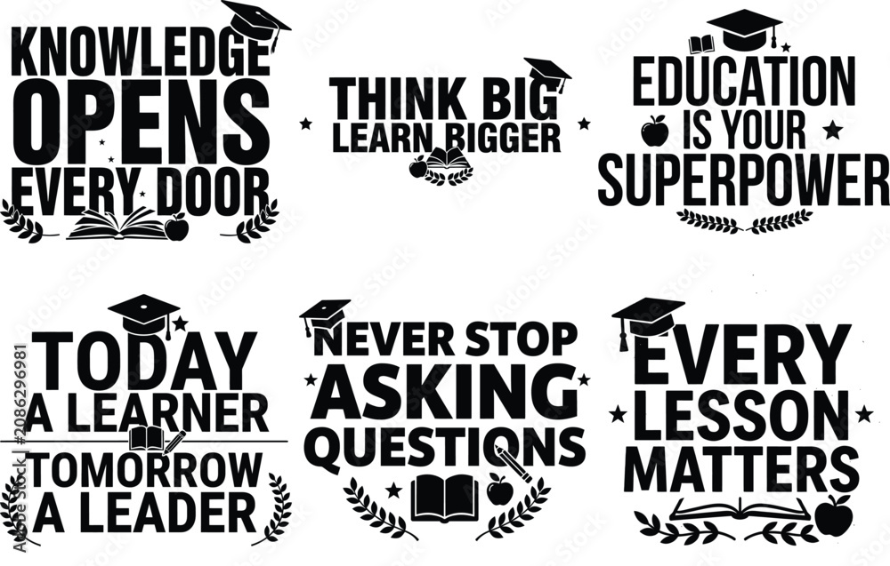 Obraz premium Knowledge opens every door think big learn bigger education is your superpower.