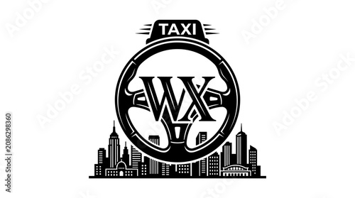 Foto Black and white taxi logo sign.